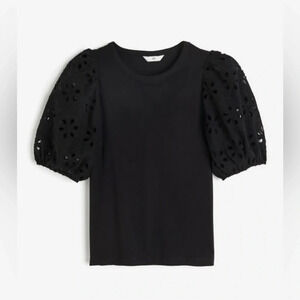 NWT Eyelet Black Embroidered Tshirt